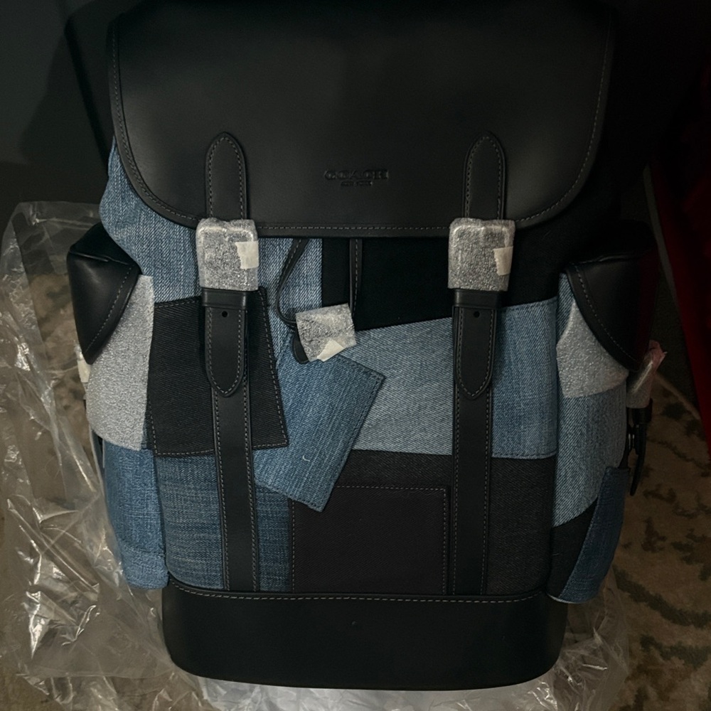 Coach Black and Blue Patchwork Backpack